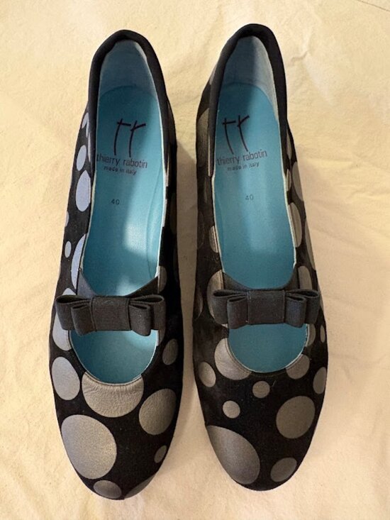 Thierry Rabotin Shoes - Thierry Rabotin black and silver polka dot wedge heel shoes. European size 40.